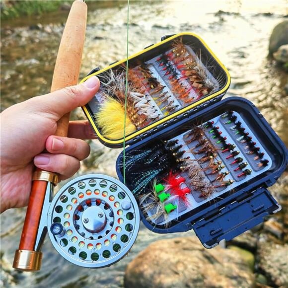 Fly Fishing Flies Assortment Kit Dry Wet Nyphms Tenkara Popper Streamer Woolly - Picture 6 of 7
